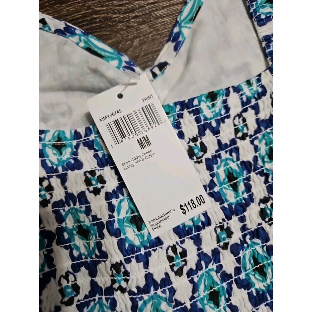 Lucky‎ Brand Women's Cotton Printed Blue & Black V-neck Sleeveless Maxi Dress - Picture 8 of 9